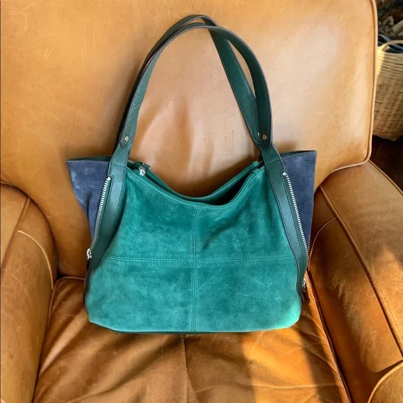 NWT Tignanello Suede Zip Slouch shoulder handbag - Picture 2 of 13